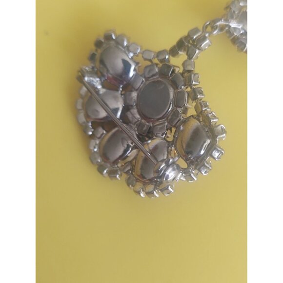 Vintage Amber Rhinestone & Cubic Zirconia Brooch 3" long x 1.75" wide - Picture 8 of 8